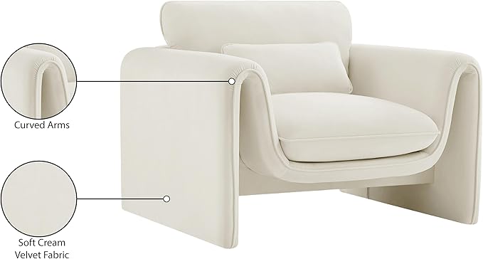 Meridian Furniture 199Cream-C Sloan Collection Modern | Contemporary Velvet - Image 18