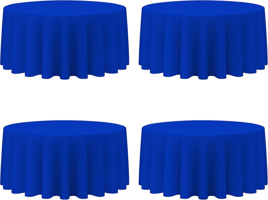 BRILLMAX 4 Pack Royal Blue Round Tablecloths 132 Inch - Circle Bulk Linen Polyester Fabric Washable Table Cloth Cover for Wedding Reception Banquet Birthday Party Buffet Restaurant