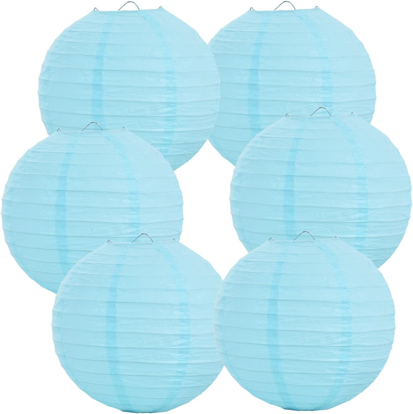 BEISHIDA 10-Inch Light Blue Round Paper Lanterns Decorative Hanging Asia Chinese Japanese Paper Lanterns Lamp for Birthday Wedding Baby Shower Home Decor Party Decoration（6 Packs）