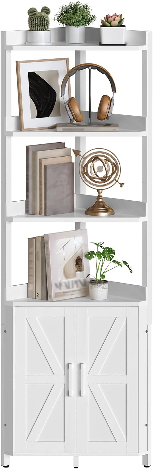 HOOBRO Corner Shelf with Storage, Tall Corner Cabinet, 5-Tier Bookshelf Stand by HOOBRO