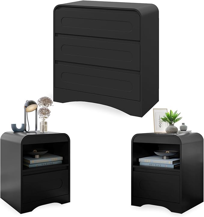 3 Piece Bedroom Set, Dresser and Nightstand Sets by SOLACEFURNITURE