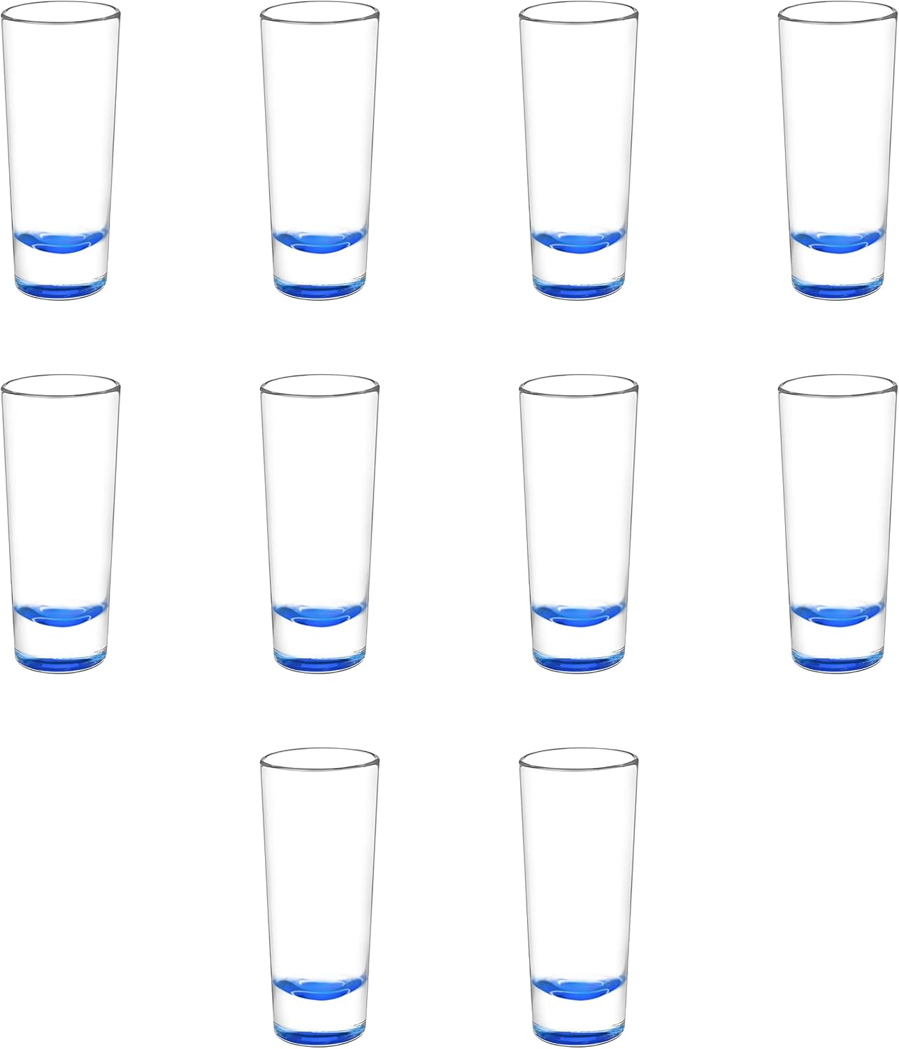 DISCOUNT PROMOS Cordial Shooter Shot Glasses 2 oz. Set of 10, Bulk Pack - Great for Birthdays, Parties, Indoor & Outdoor Events - Blue
