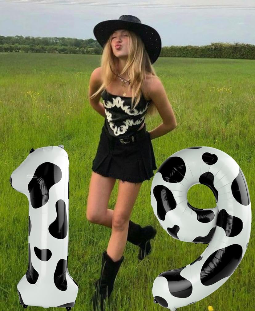 Cow Print Number Balloon Birthday Decorations, 40 inch Number balloon 0-9(Zero-Nine), Cow Balloon for Farm Birthday Party Supplies, Cow Themed birthday party Decorations (Number 9)