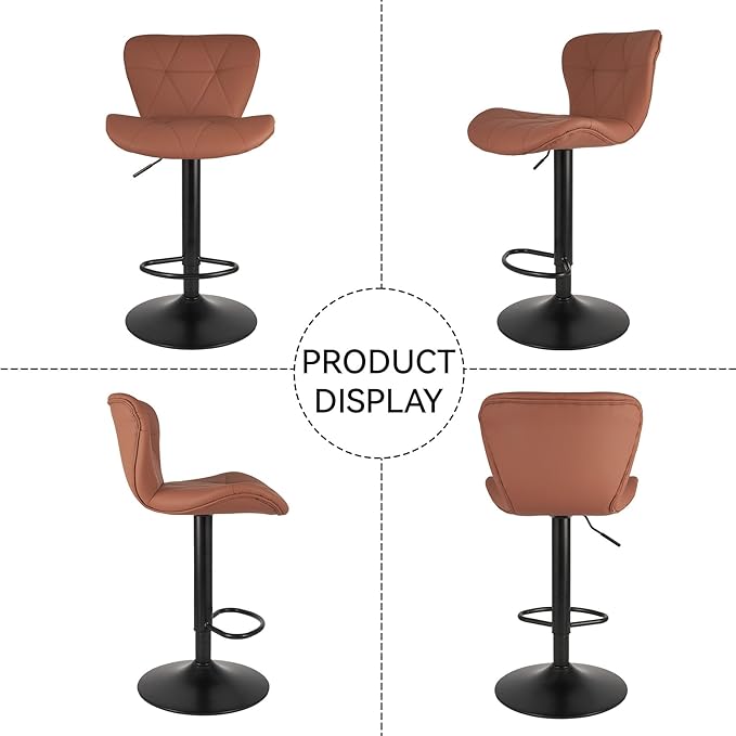 Nalupatio Modern Bar Stools Set of 4, Faux Leather Upholstered Swivel Bar Stools - Image 6