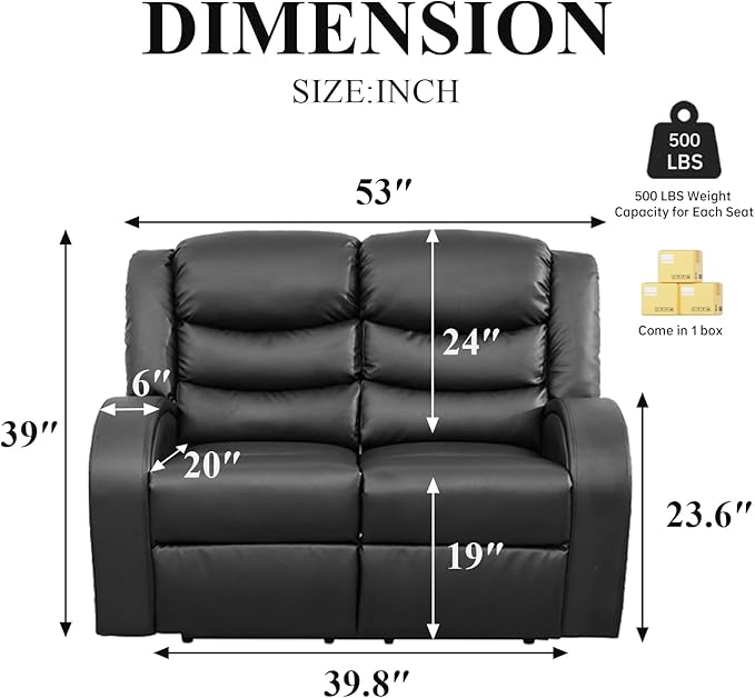 3-Piece Couch Living Room Furniture Sets, Sectional Recliner Sofa Set, Leather - Image 2