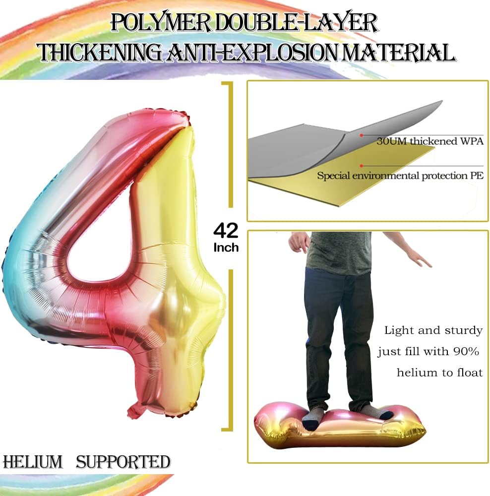 GOER Number 24 Balloons for 24th Birthday Party Decorations,42 Inch Jumbo Foil Helium 42 Balloons for 42nd Birthday Party Decoration (Rainbow)