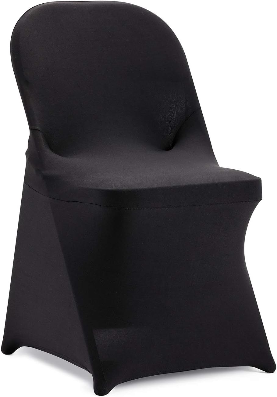 Peomeise Stretch Spandex Folding Chair Cover for Wedding Party Dining Banquet Event (Black,25pcs)