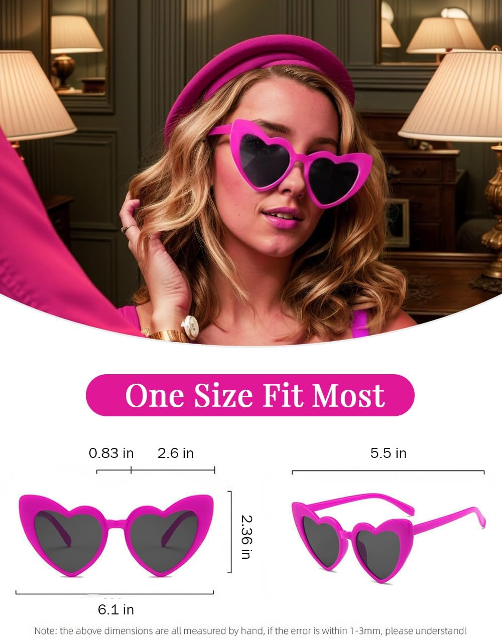 8 Pack Heart Sunglasses Vintage Cat Eye Heart Glasses Retro Bachelorette Bride Sunglasses Bulk for Women