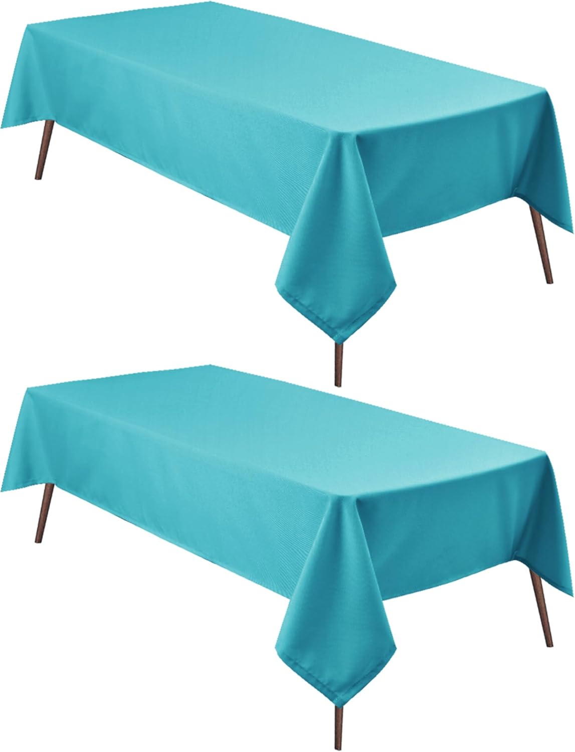 Hiasan 2 Pieces Turquoise Rectangle Tablecloth - Water Resistant and Spillproof Dining Room Washable Fabric Table Cloth for Dining Room, Polyester, 54 x 120 Inch