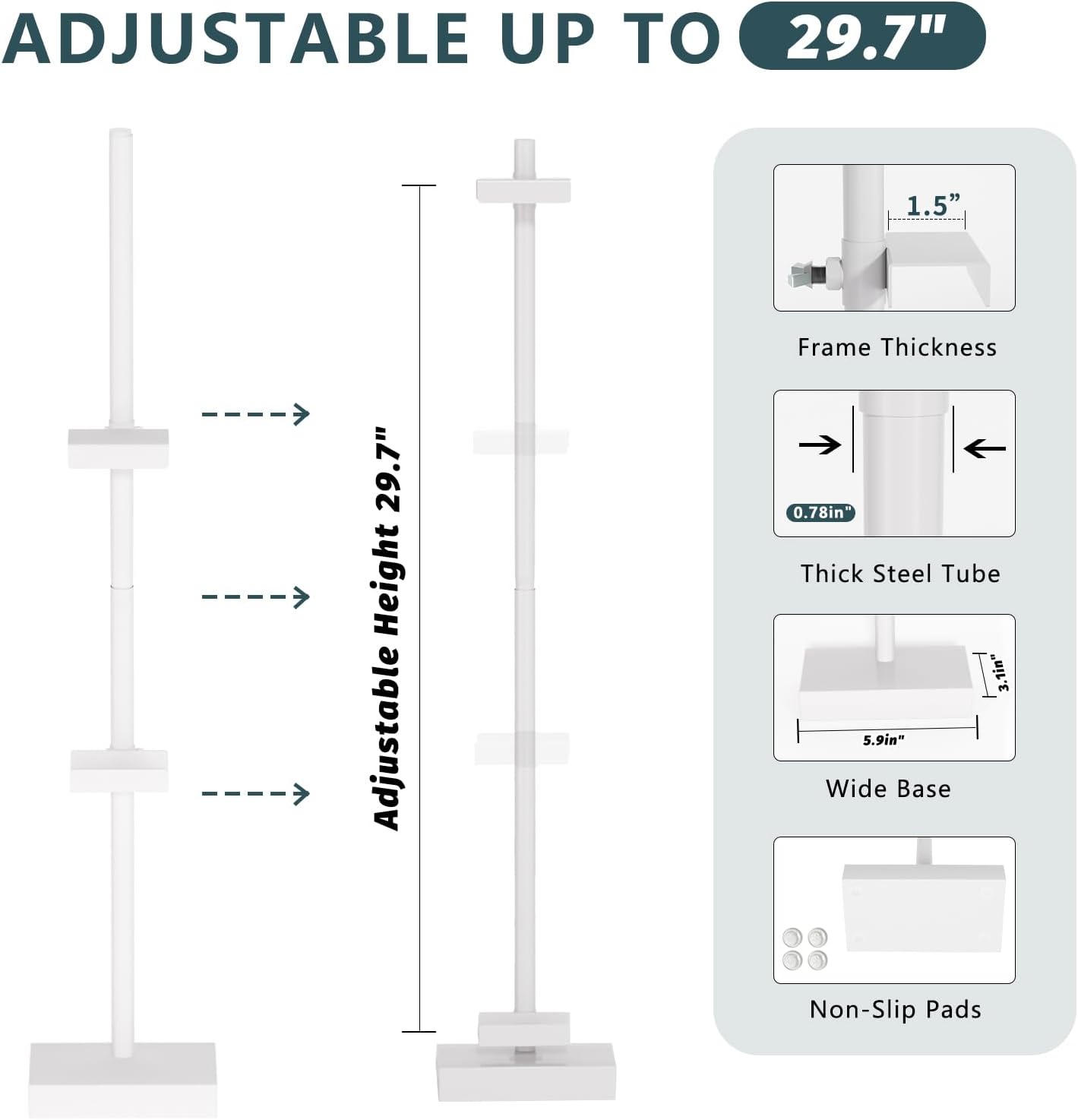 Adjustable Tabletop Picture Frame Stand - Up to 29" Height, Frame Holder Stand Table Easels for Display, Metal Standing Easel Display Stand for Picture Frames, Artwork, Canvas (White)