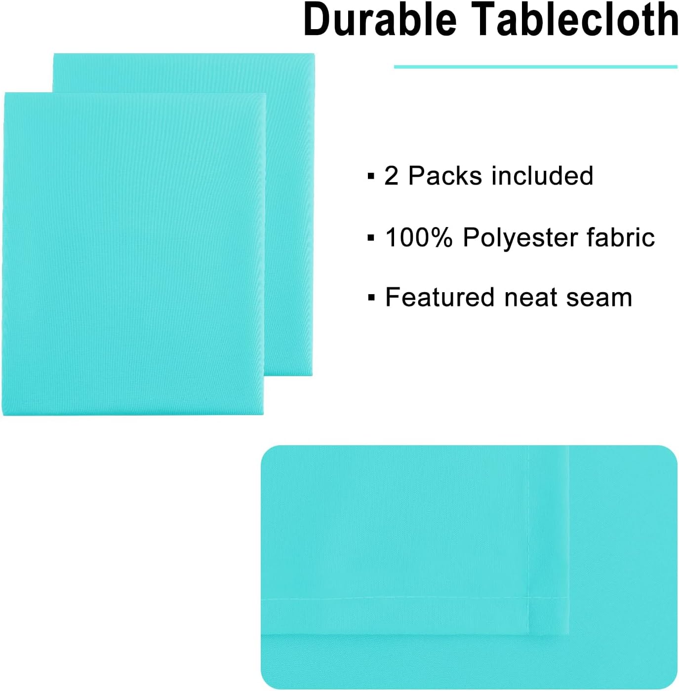 Hiasan 2 Pieces Solid Rectangle Tablecloth - Waterproof and Spillproof Washable Polyester Fabric Table Cloth for Kitchen and Dining Room, Aqua, 54 x 108 Inch