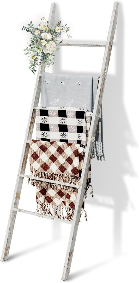 6-Tier Blanket Ladder Wooden, 5.7FT Blanket Quilt Towel Holder Rack Decorative by Delywh