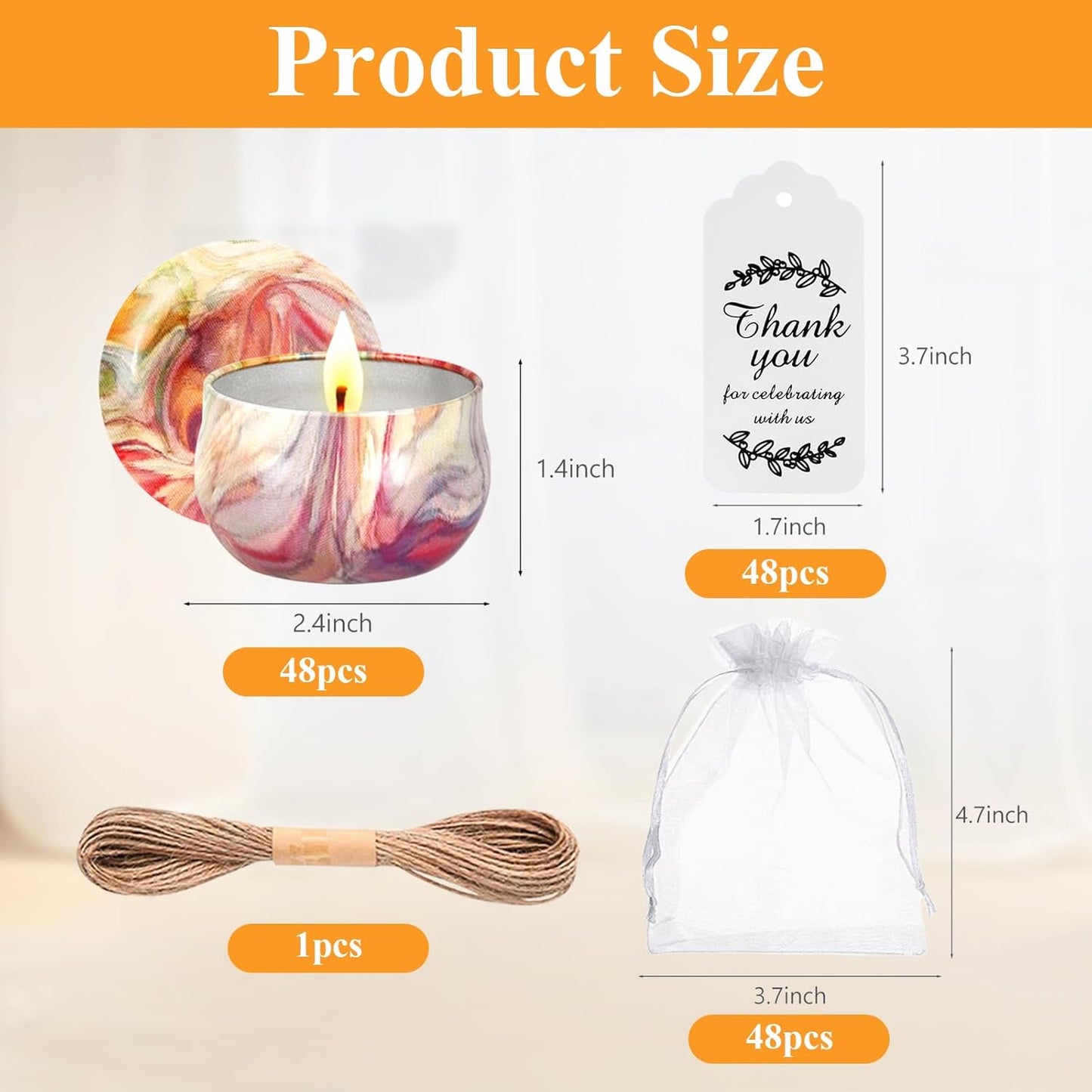 48PCS Scented Candles Gift Set Long Lasting Soy Wax Aromatherapy Candles for Home Wedding Baby Shower Bridal Party Favors Christmas Birthday Gifts for Women (Colorful)