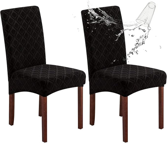 Genina Waterproof Chair Covers for Dining Room, Stretch Jacquard Dining Chair by Genina