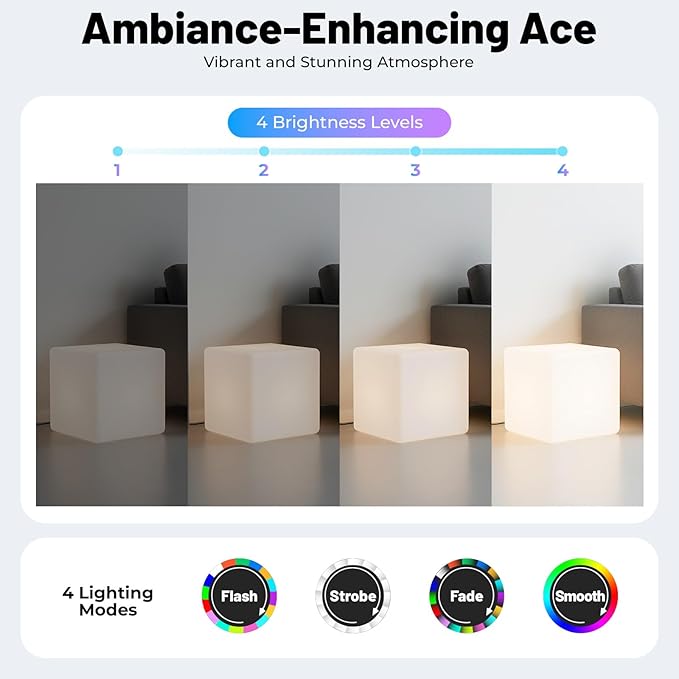 Rechargeable LED Cube Chair, 16 Colors Remote Conctrol Glow Furniture Stool - Image 7
