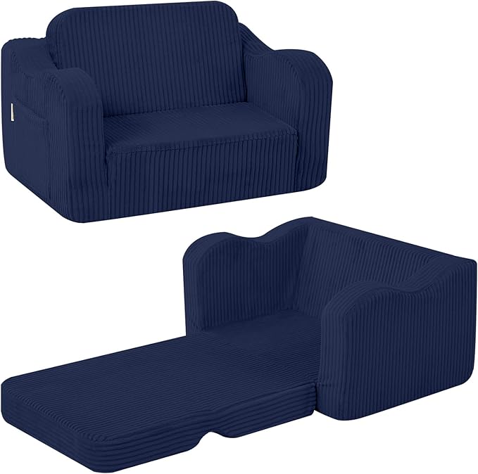 MeMoreCool Toddler Corduroy Chair – 2-in-1 Foldable Sofa Bed, Lightweight & by MeMoreCool