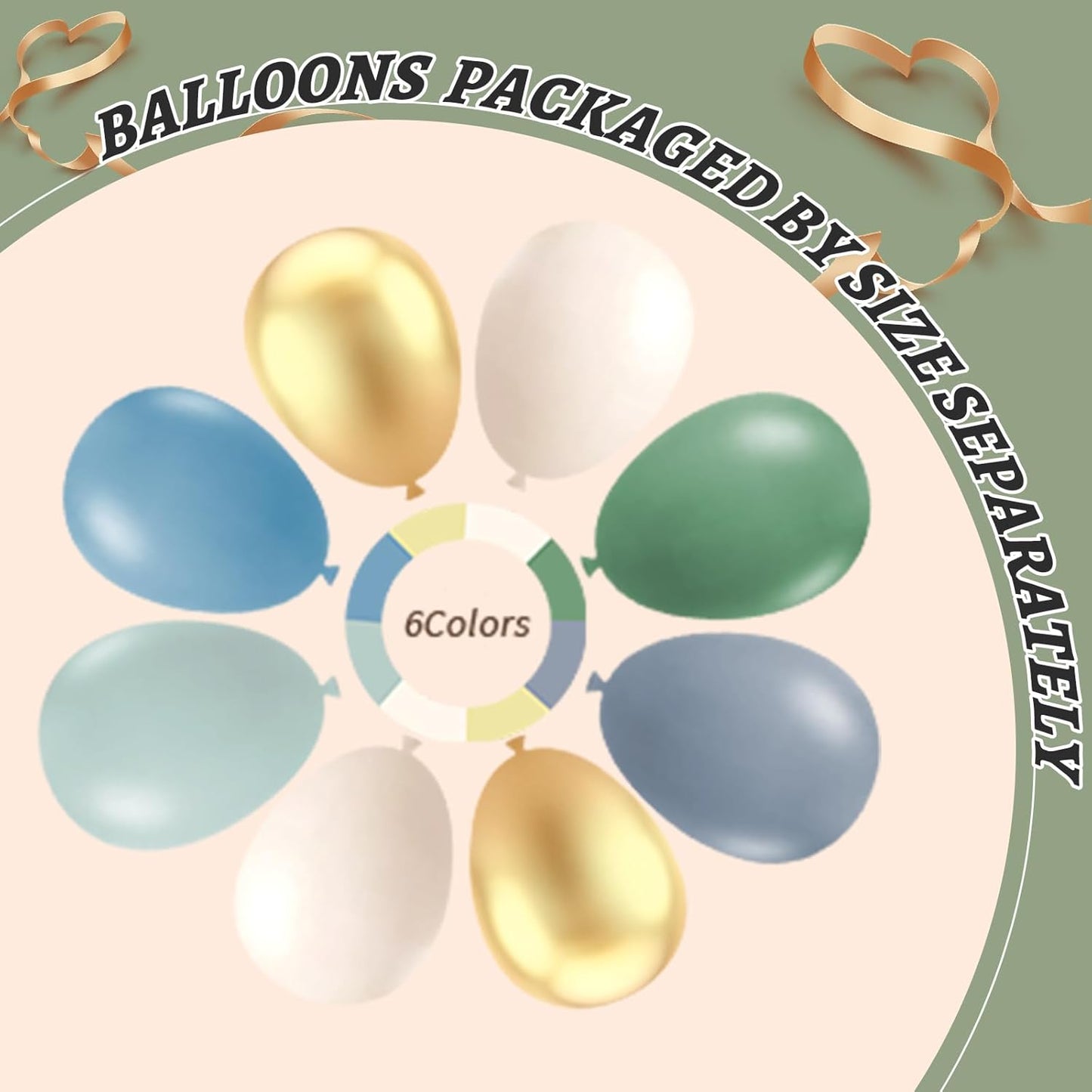 412Pcs Dusty Blue Green Balloon Garland Arch Kit,Haze Fog Blue Ash Mist Sage Green Sand White Gold Balloons Different Sizes Matte Latex Balloons for Baby Shower Birthday Wedding Party Decorations