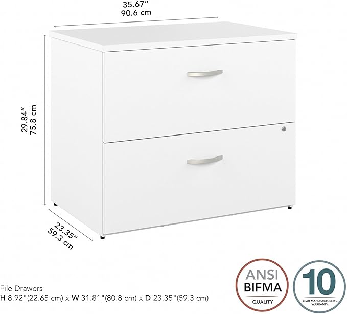 Bush Business Furniture Studio C 2 Drawer Lateral File Cabinet in White - Image 3