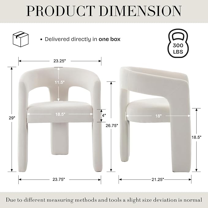 Modern Chenille Barrel Dining Chair Upholstered Fabric Dining Room Chair - Image 2