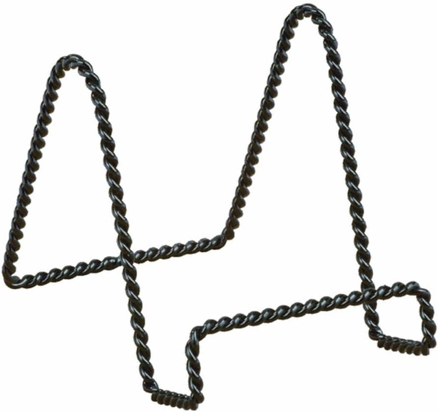 TRIPAR Decorative Twisted Wire Stand, Black Display (3 Inch Depth) Tabletop Easel Sleek & Modern Look - Perfect for Books, Plates, Photos & More