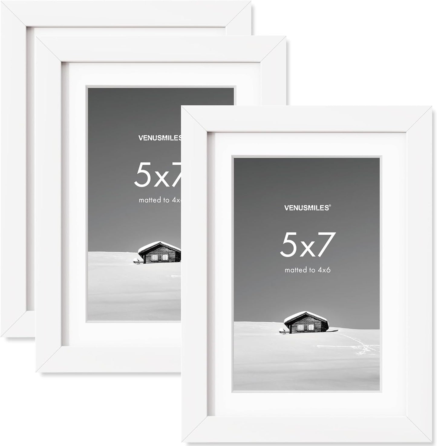 5x7 inch Picture Frame, 5x7 Photo Frames with 4x6 Removable Mat - High Definition Plexiglass - Vertical and Horizontal Display - Wall Hanging Frame - White, 3 Pack