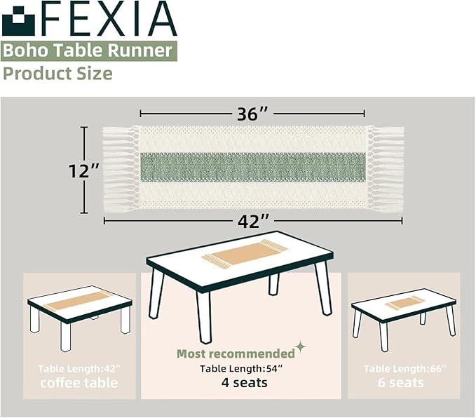 FEXIA Sage Green Table Runner 36 Inches Long - Image 2