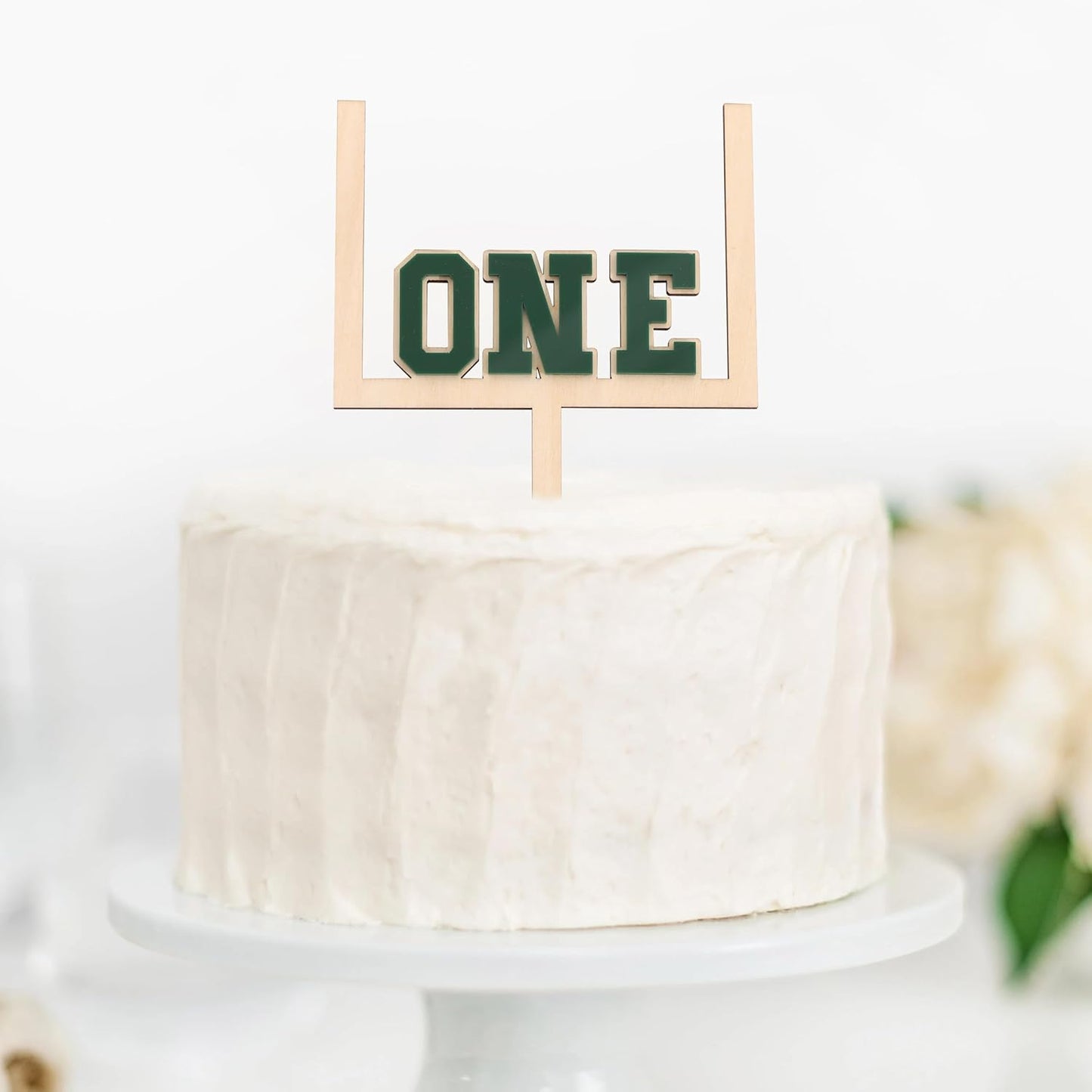 Wood And Acrylic Football One Cake Topper - Football First/1st Birthday Decorations,First Year Down Party Decorations,Rookie Of The Year Cake Decor (football-1)