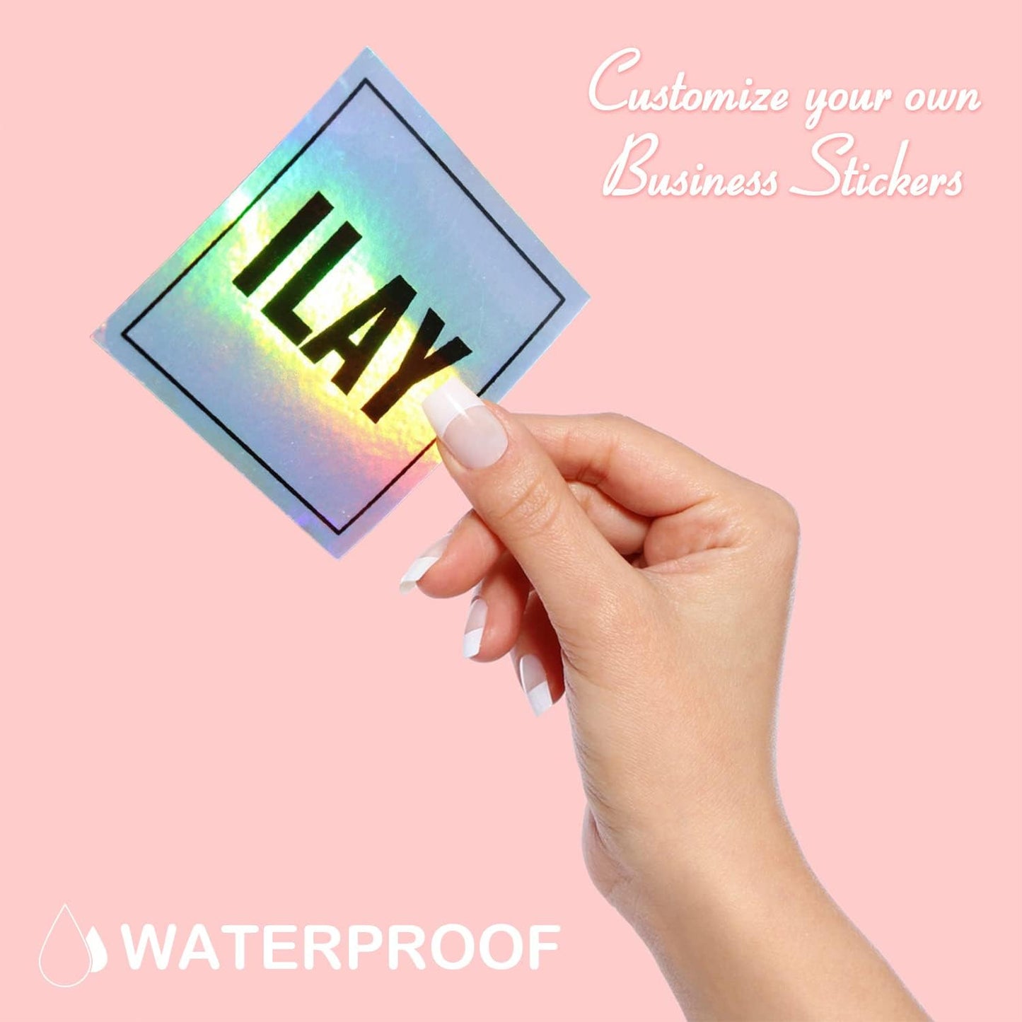 Custom Logo Stickers for Business, Personalised Branding Labels, Any Shape & Size, Waterproof, Glossy Holographic