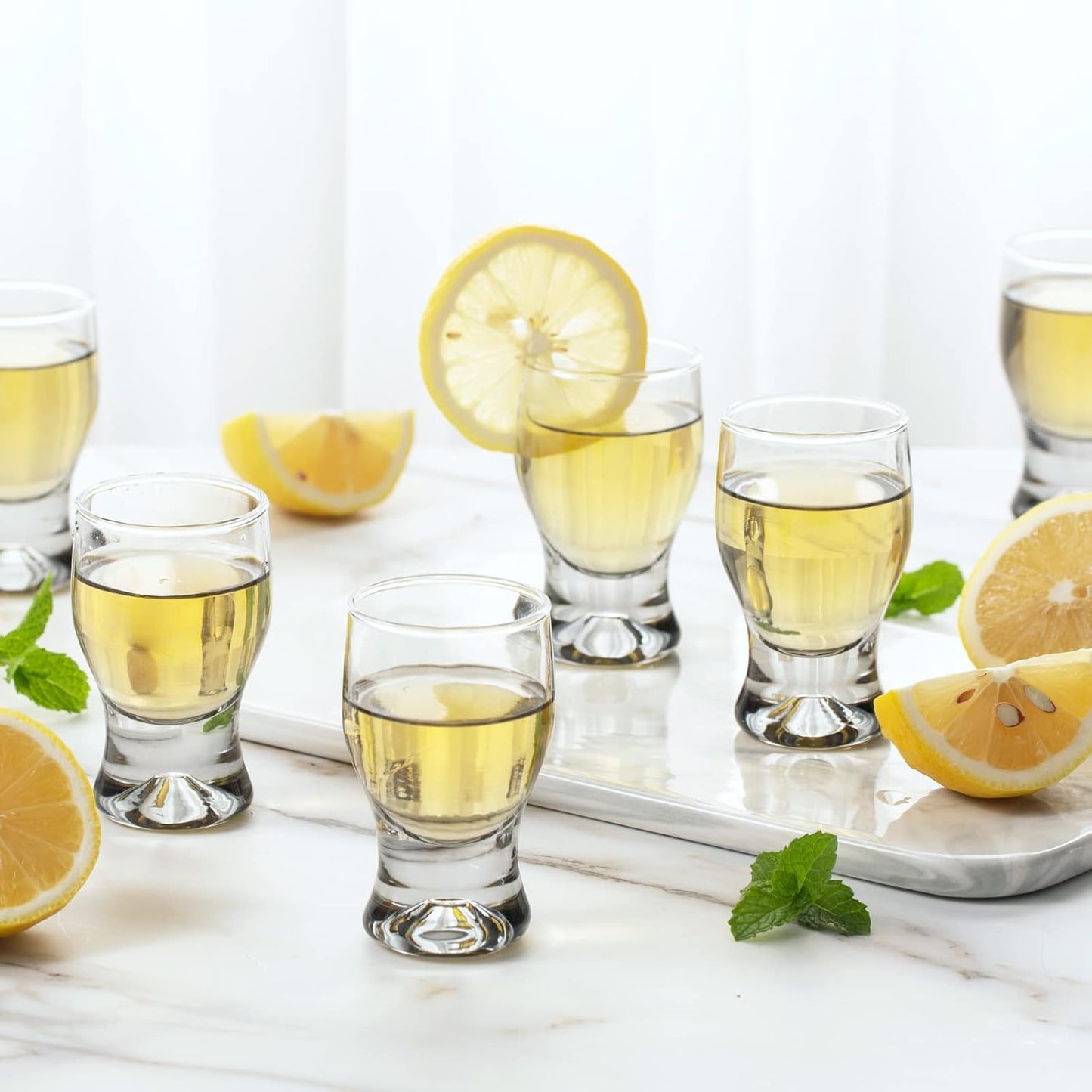 M&N HOME 6-Pack Shot Glass Set, 2-Ounce Shot Glasses, Christmas Shot Glasses - Smoky Grey Set