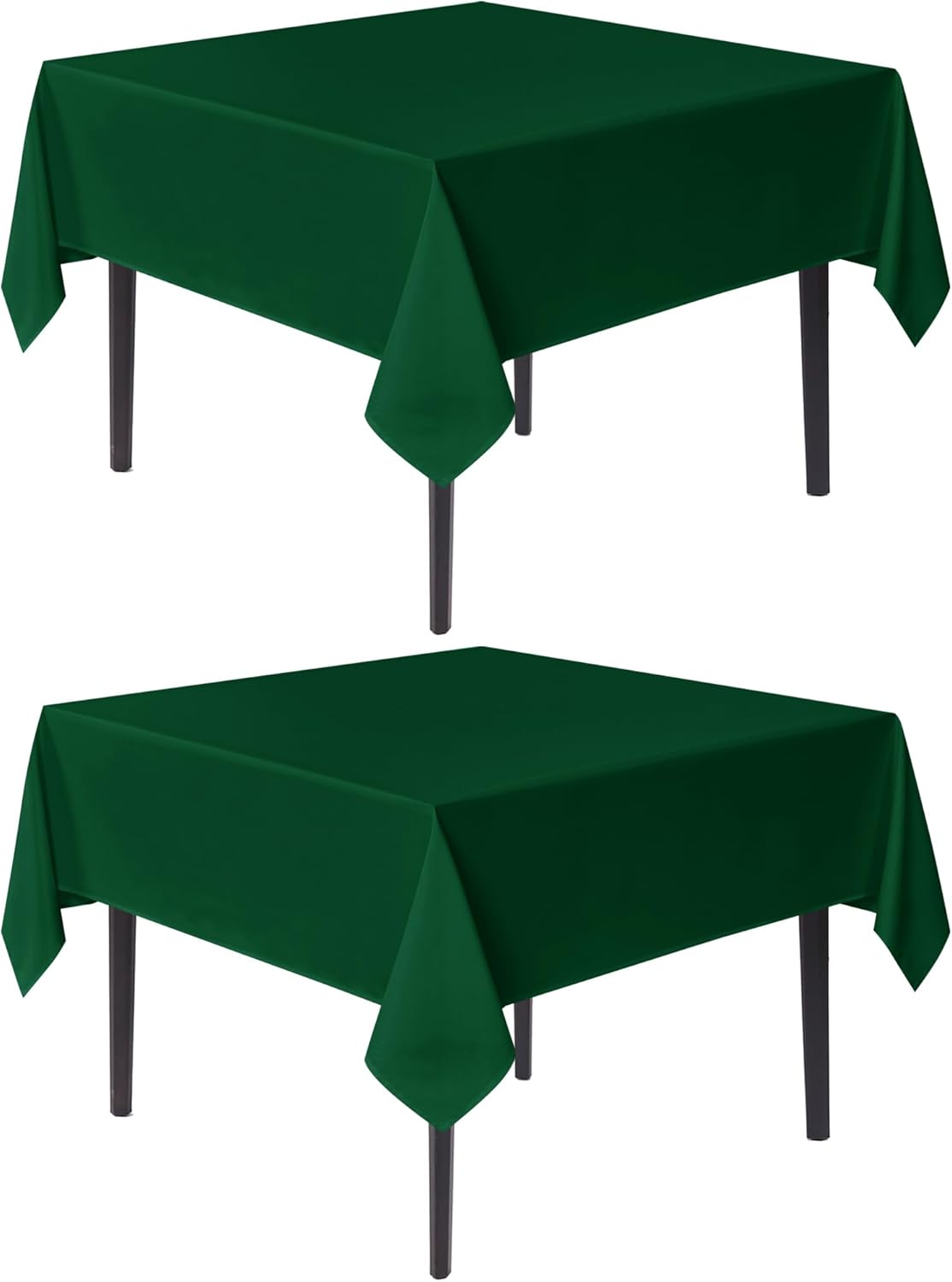 sancua Square Tablecloths 54x54 Inch Hunter Green, 2 Pack - Fabric Table Cloth for Square or Round Tables, Washable Polyester Table Cover for Christmas Dinner, Holiday Party, Display Tables