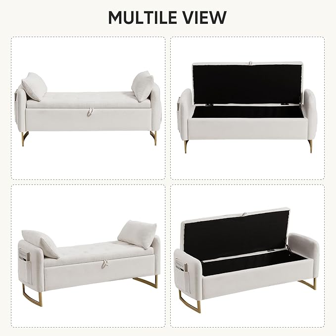 48" End of Bed Bench, Modern Storage Benches - Image 7