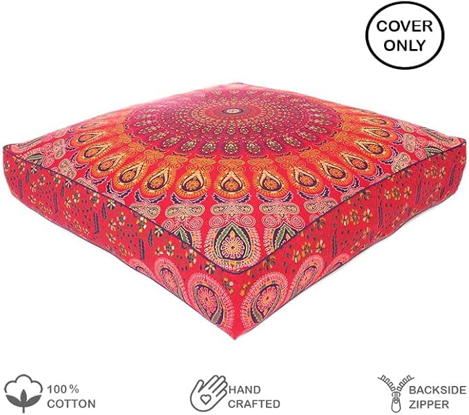 Mandala Floor Pillow Cover Meditation Cushion Seating Throw Hippie Round - Image 2
