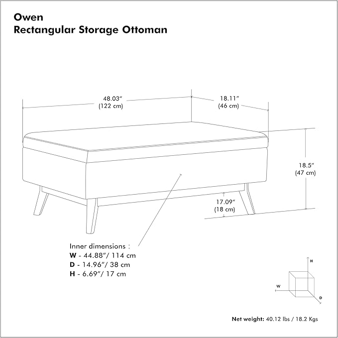 SIMPLIHOME Owen Rectangular Storage Ottoman - Image 3