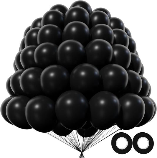 KAWKALSH 200pcs Black Balloons 5 Inch, Small Mini Latex Balloons for Party Birthday Baby Shower Anniversary Festival Arch Garland Decoration