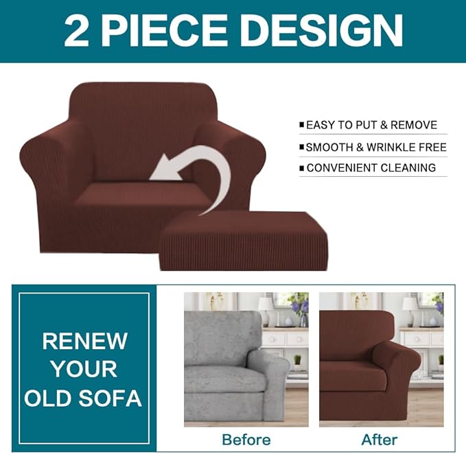 Turquoize 2 Piece Chair Covers Armchair Covers - Image 4