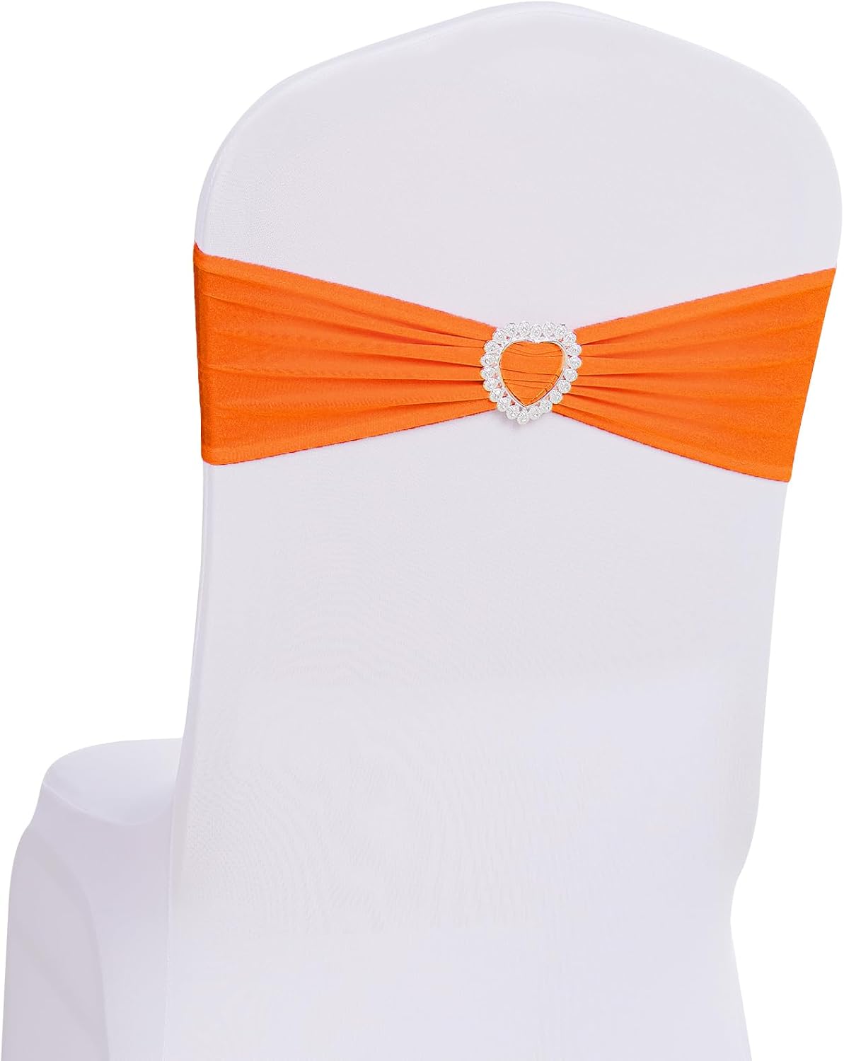 Howhic Pack of 30 Spandex Chair Sashes Bows Stretch Chair Cover Band with Buckle Slider Universal Elastic Chair Ties for Wedding Banquet Party Event Decoration (Orange)
