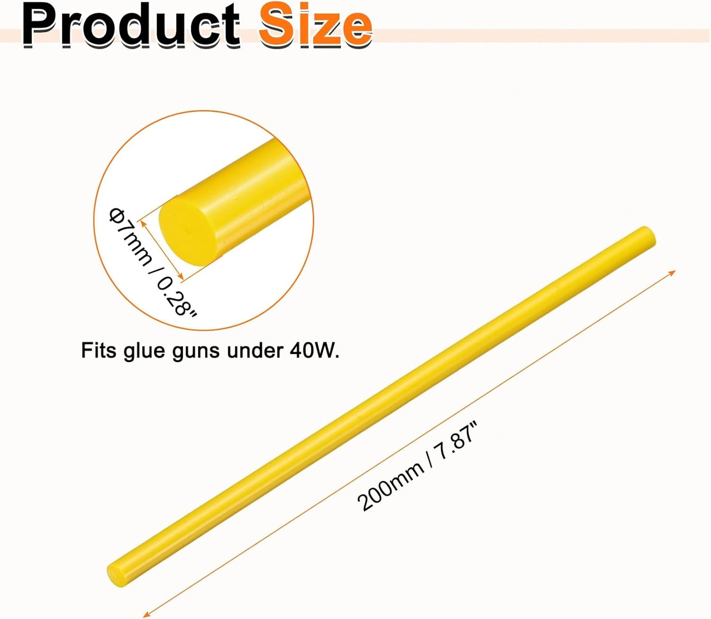 HARFINGTON 10pcs Hot Glue Sticks 0.28" Dia x 7.87" Long EVA Mini Hot Melt Adhesive Glue Stick for Hot Melt Gun Wood Plastic Glass Flowers Fabrics Foam, Yellow