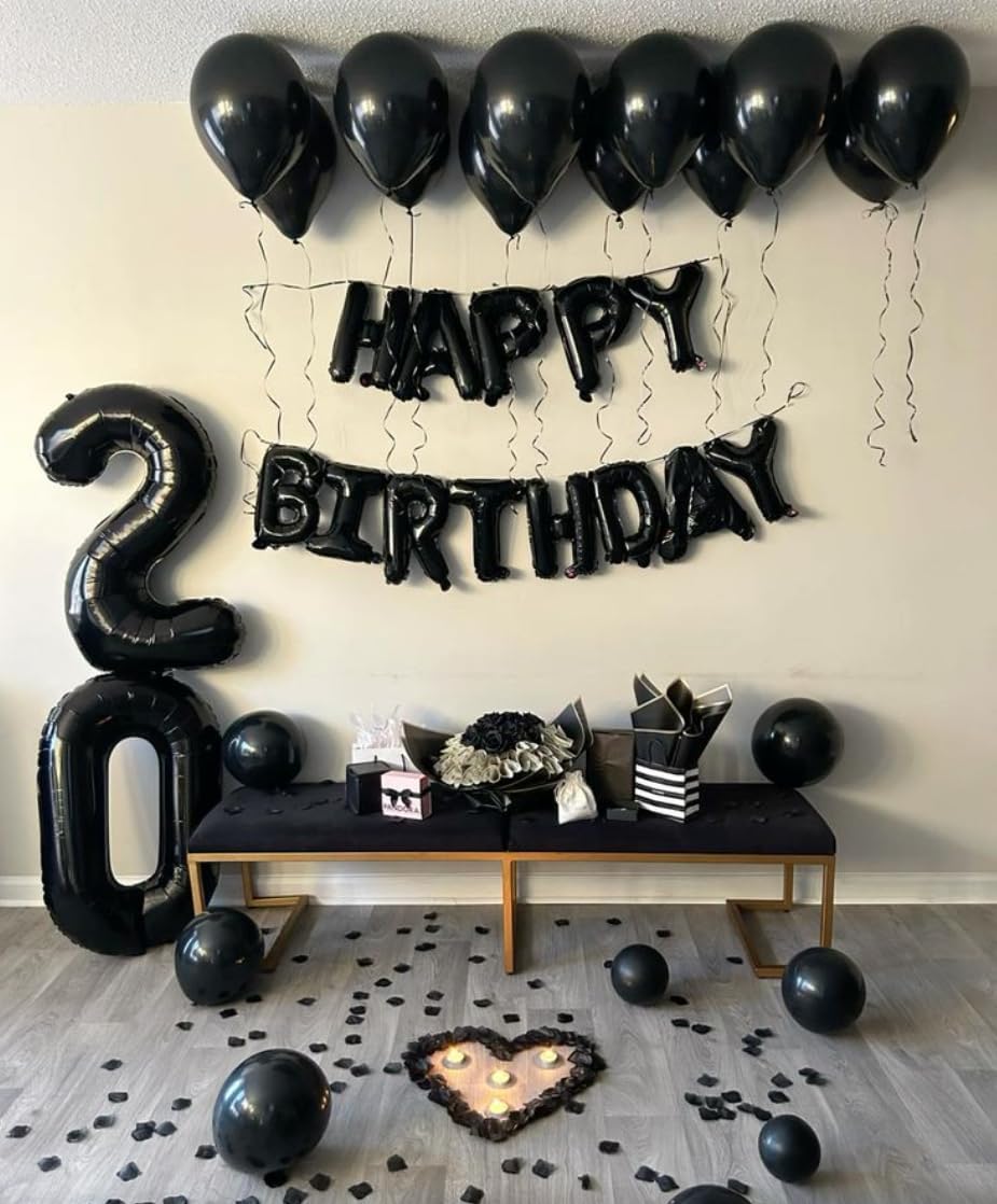 Black Foil Number 28 Balloon 40 Inch, Helium Mylar 28 Numbers Birthday Balloons, 28 82 Black Women Men Anniversary Graduations Party Supplies