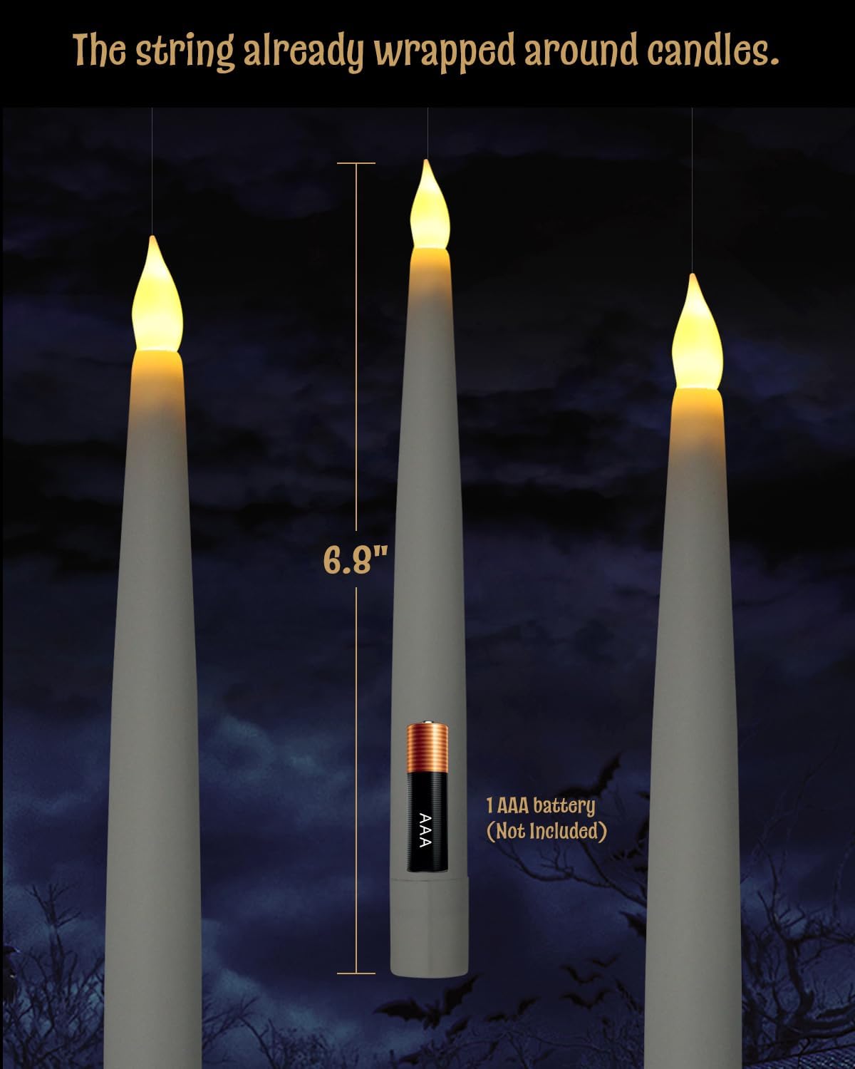 20pcs Halloween Flameless LED Floating Candles with Magic Wand Remote - Floating Hanging Home Decorations for a Spooky Atmosphere-Perfect for Festive Home Display