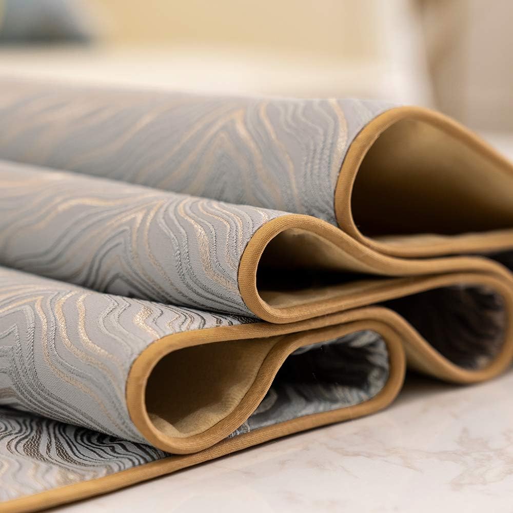 Avigers 12 x 90 Inch Decorative Luxury Abstract Striped Silver Gray Table Runners with Tassels for Home Living Room Bedroom Art Decor Wedding