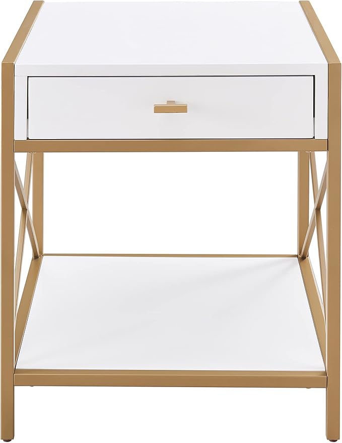 Leick Home 9206-WTGL Claudette Mixed Metal and Wood Drawer End Table - Image 4