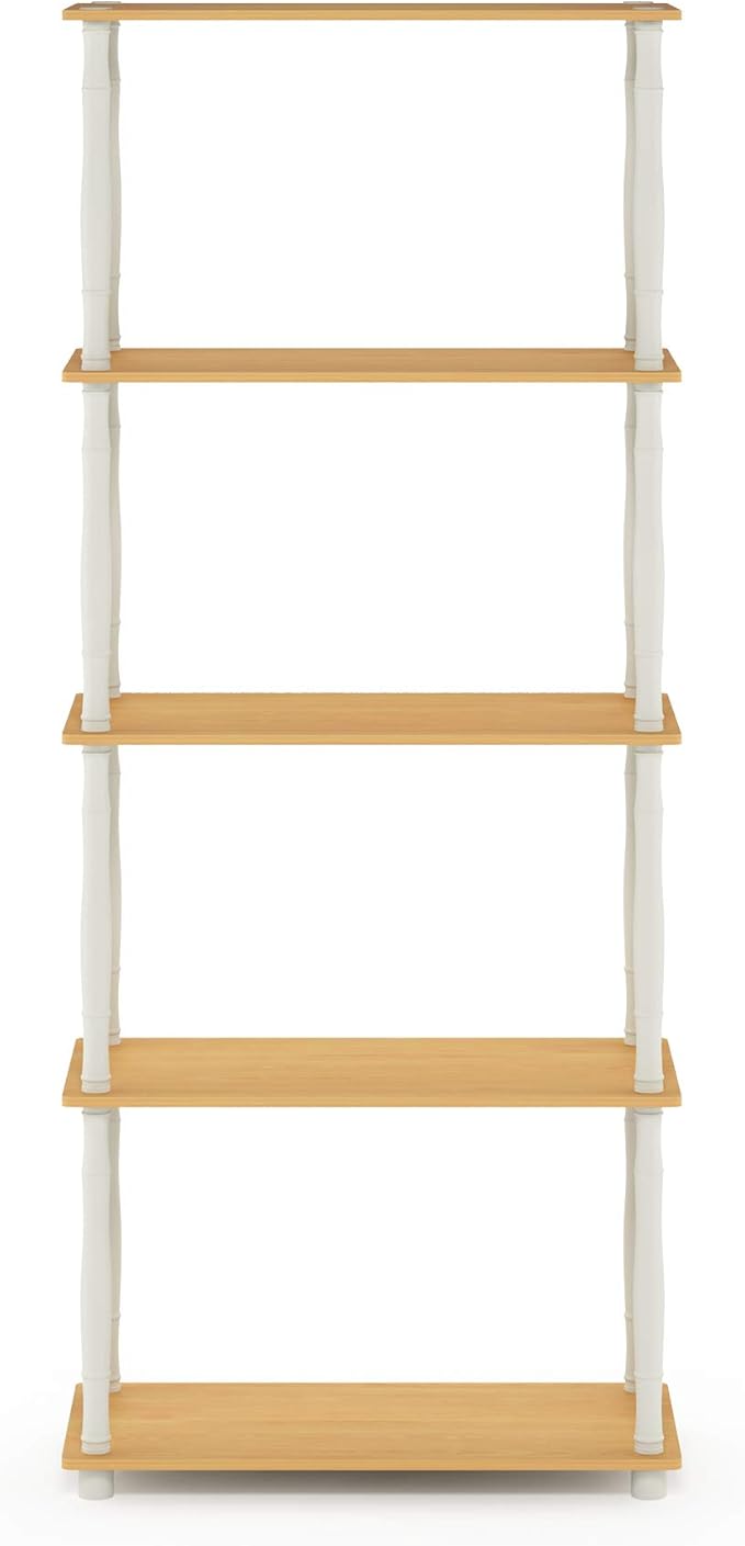 Furinno TURN-S-TUBE Storage Shelves, 5-Tier Book Shelf, Corner Shelf, Toolless - Image 6