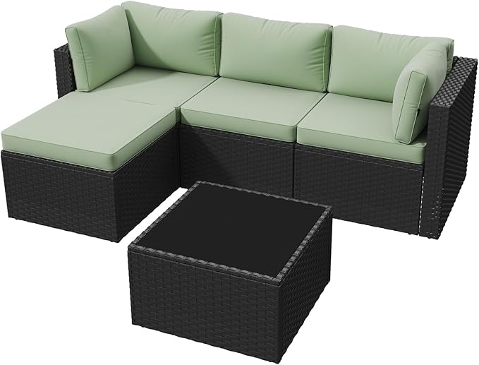 Aoxun Outdoor Patio Furniture Set, 5-Pieces All-Weather Rattan Sectional Sofa - Image 9