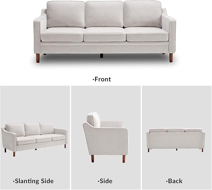 Kingfun 80" Chenille Sofa, 3 Seater Couch, Mid Century Modern Couches - Image 9