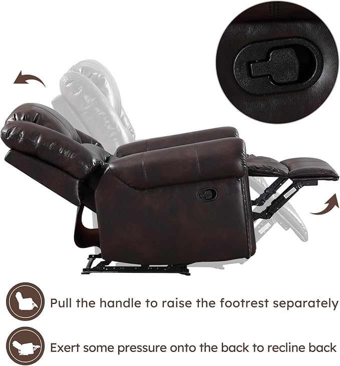 CANMOV Leather Recliner Chair Set of 2, Classic and Traditional Manual Recliner - Image 7