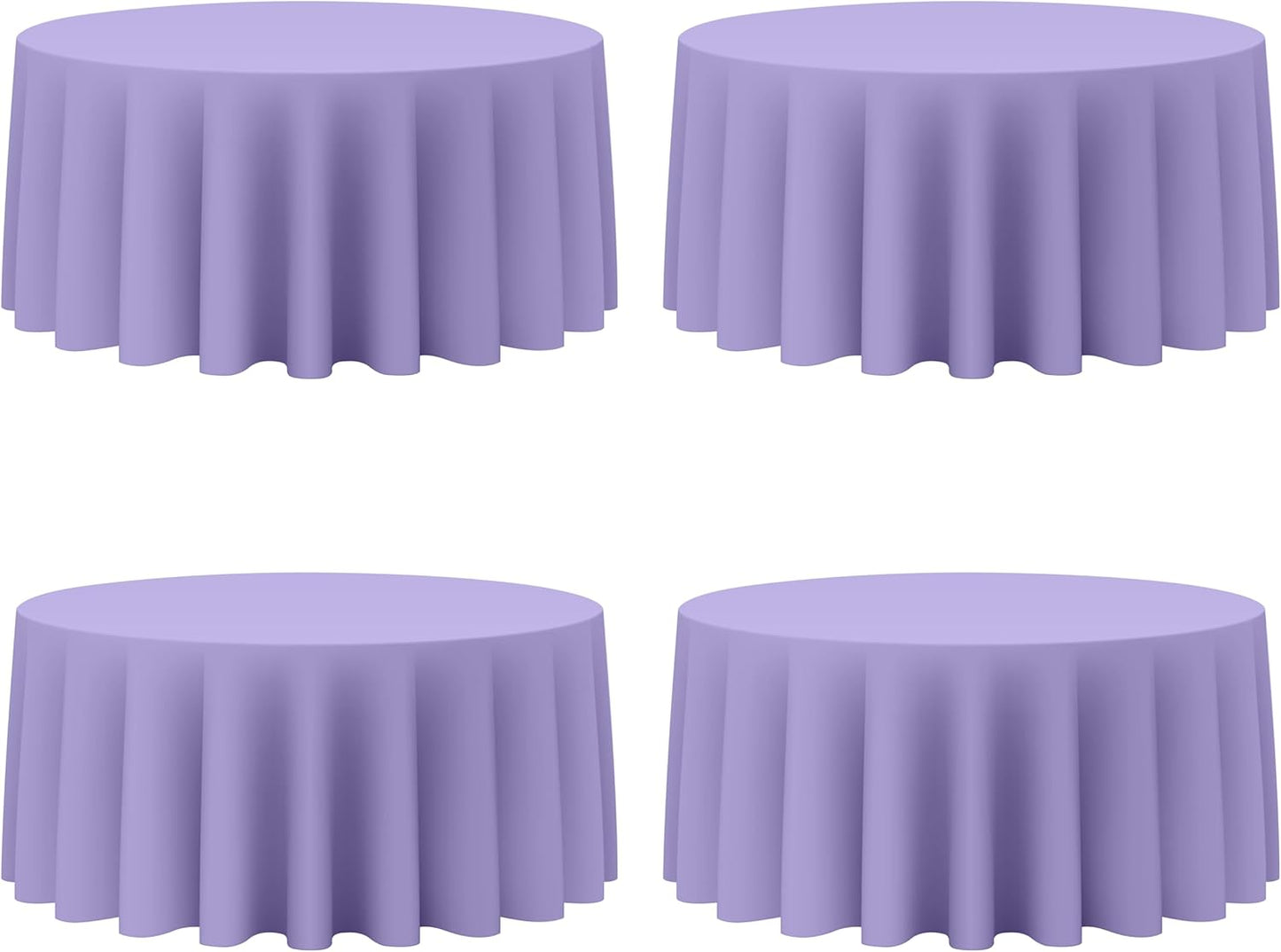 BRILLMAX 4 Pack Lavender Round Tablecloths 132 Inch - Circle Bulk Linen Polyester Fabric Washable Table Cloth Cover for Wedding Reception Banquet Birthday Party Buffet Restaurant