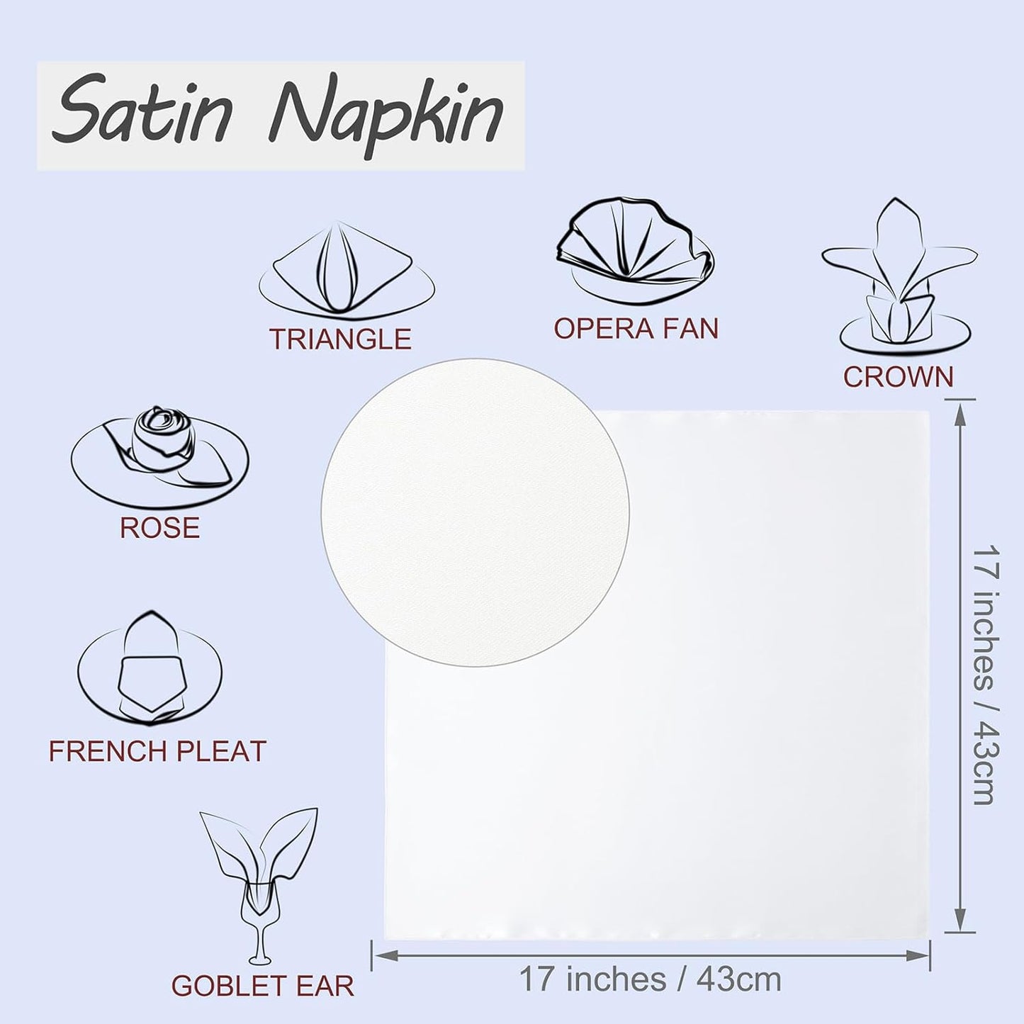 Horbaunal 30 Pack Ivory Satin Napkins 17 x 17 Inch, Square Soft Table Dinner Napkins, Silky Cloth Napkins Table Decoration for Weddings Banquets Parties