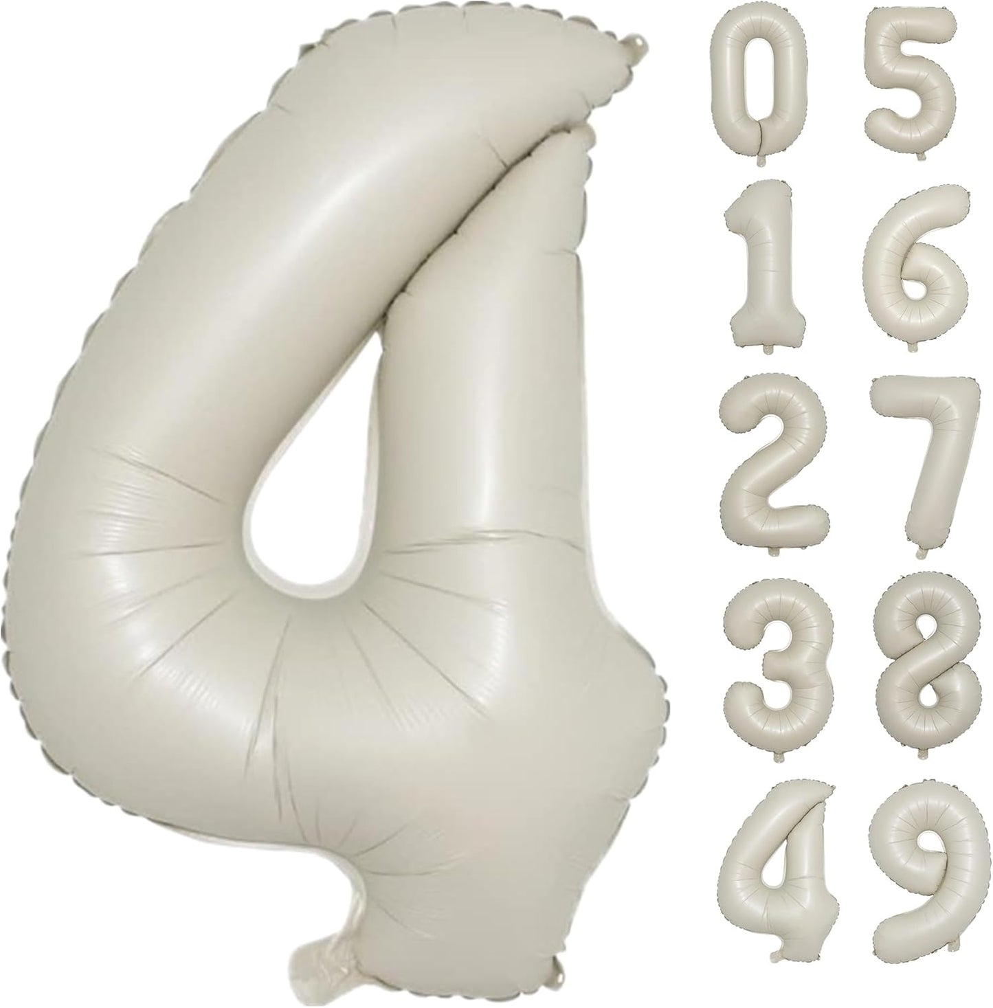 40 Inch Cream White Numbers Balloons0-9,Number 4 Digit Helium Balloons,Foil Mylar Big Number Balloons for 4th 14 Birthday Party Supplies Decorations Anniversary Wedding Supplies Decorations