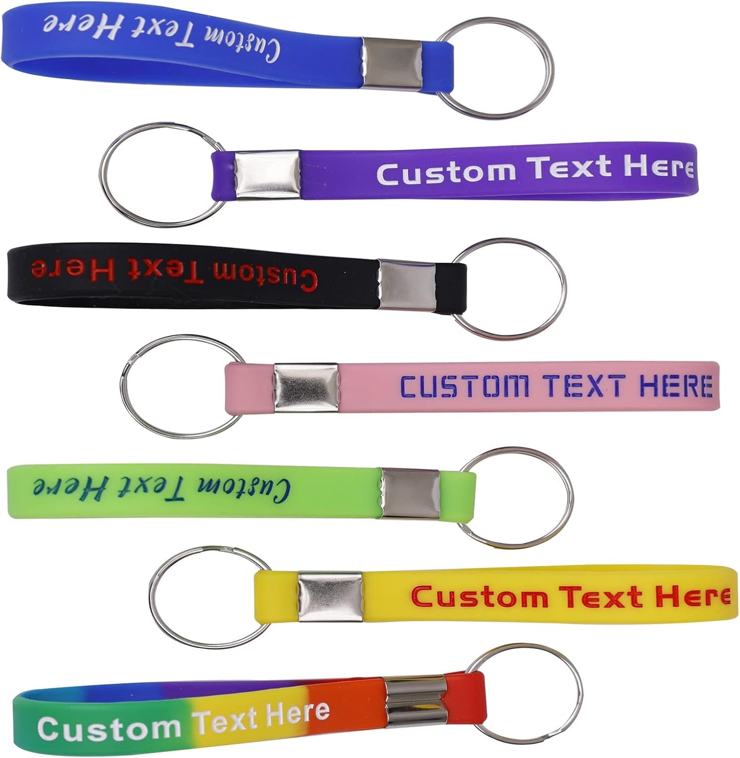 50 Custom Keychains Silicone Personalized Keyrings Customized Bulk for Events, Awareness, Motivation Customizable