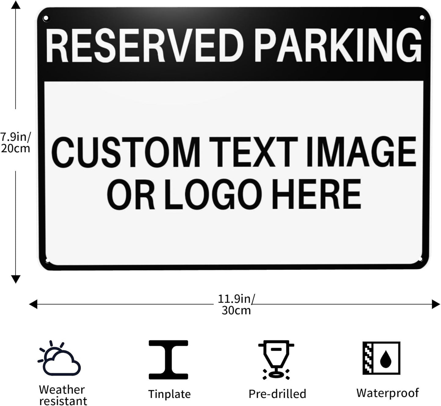 Custom Reserved Parking Metal Sign for Outside Personalized Signs with Photo Text or Logo for Outside Wall Decor Aluminum Fade Resistant Signs for Business Office Home